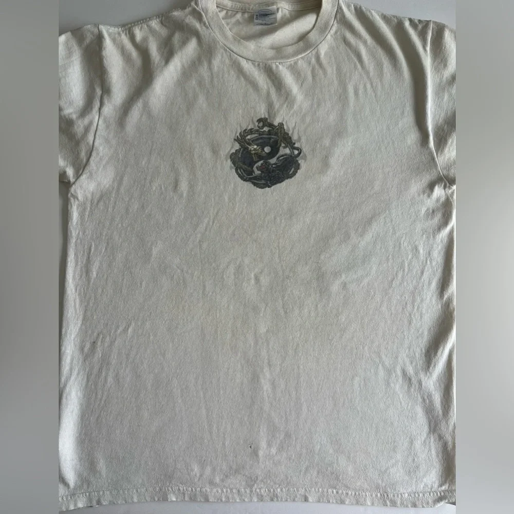 Y2K Vintage Dragon & Panther Yin Yang Graphic Tee Delta Pro Weight - Picture 7 of 9